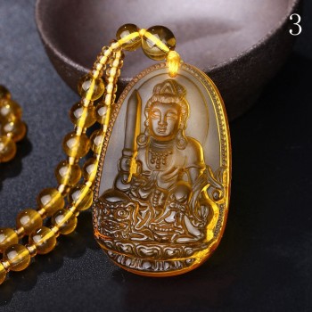 Citrine Necklace Natural Stone Pendant Buddha Guardian Ball Chain Lucky Gift Crystal Gravity Falls Body Topaz long necklace 